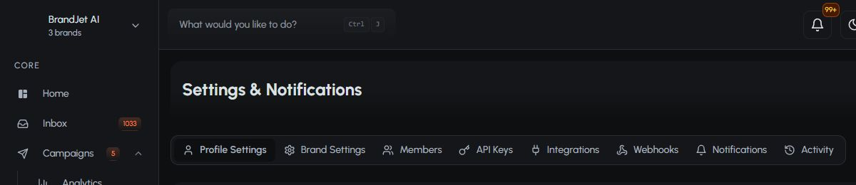 Open Settings and select the Webhooks tab under Settings & Notifications.
